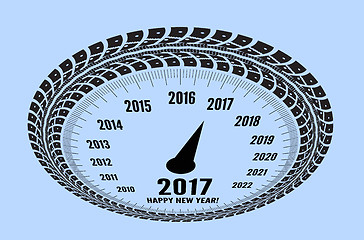 Image showing Speedometer 2017 year greeting