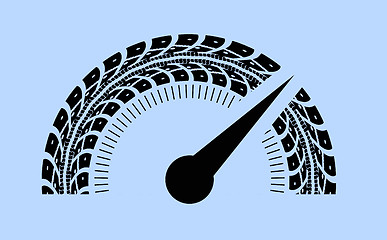 Image showing Speedometer vector illustration. Styling by tire tracks.