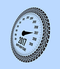 Image showing Speedometer 2017 year greeting