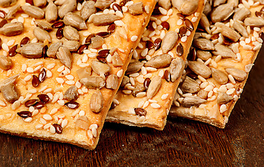 Image showing Closeup cereal cookies with seeds