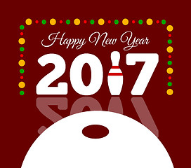 Image showing Congratulations to the happy new 2017 year with a bowling and ball