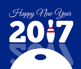 Image showing Congratulations to the happy new 2017 year with a bowling and ball