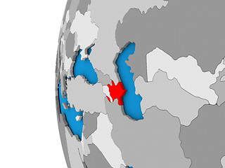 Image showing Azerbaijan on globe