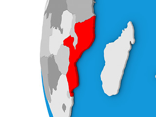 Image showing Mozambique on globe