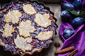 Image showing Homemade plum pie