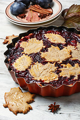 Image showing Autumn plum tart