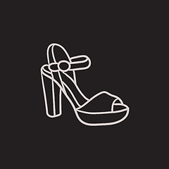 Image showing High-heeled sandal sketch icon.