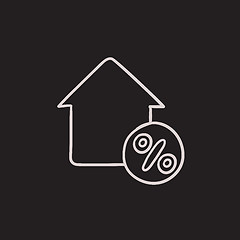 Image showing House with discount tag sketch icon.