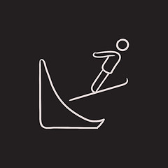 Image showing Ski jumping sketch icon.