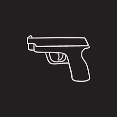 Image showing Handgun sketch icon.