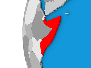 Image showing Somalia on globe