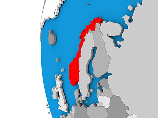 Image showing Norway on globe