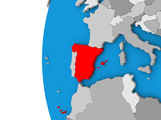Image showing Spain on globe