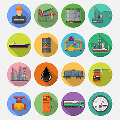 Image showing Oil industry Flat Icons Set