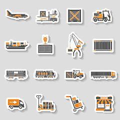 Image showing Cargo Transport and Packaging two color sticker set