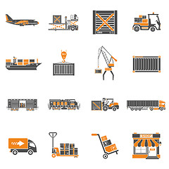 Image showing Cargo Transport and Packaging Icon Set