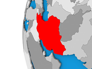 Image showing Iran on globe