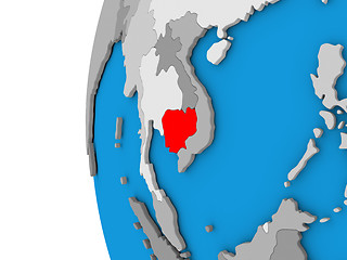 Image showing Cambodia on globe