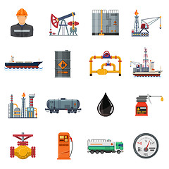 Image showing Oil industry Flat Icons Set
