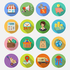 Image showing Internet Shopping and Delivery Flat Icon Set