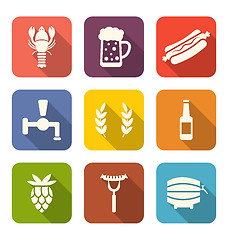 Image showing Set Colorful Icons of Beers and Snacks
