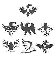 Image showing Set icon of eagles symbol isolated on white background