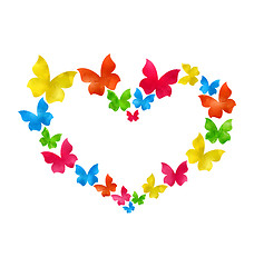 Image showing Abstract hand-drawn watercolor butterflies for Valentines Day, c