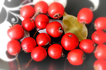 Image showing Hawthorn berries on a plate .