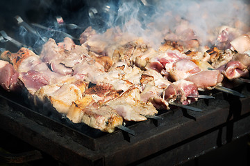 Image showing Kebab on skewers on the grill