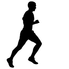 Image showing Silhouettes Runners on sprint, men. illustration.