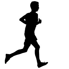 Image showing Silhouettes Runners on sprint, men. illustration.