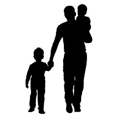 Image showing Black silhouettes Family on white background. illustratio