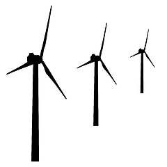 Image showing windmills for electric power production.  illustration