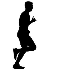 Image showing Silhouettes Runners on sprint, men. illustration.