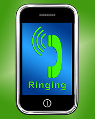 Image showing Ringing Icon On Mobile Phone Shows Smartphone Call