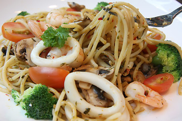 Image showing Seafood pasta