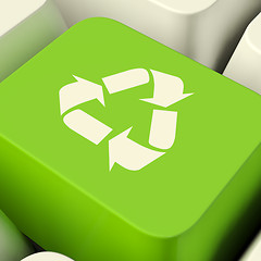 Image showing Recycle Computer Key In Green Showing Recycling And Eco Friendly