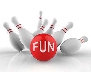 Image showing Fun Bowling Means Ten Pin And Activity 3d Rendering