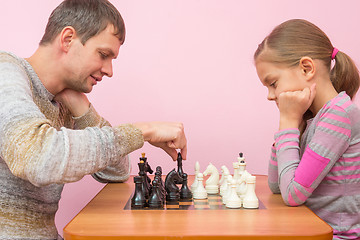 Image showing Pope makes his next move while playing chess with his daughter