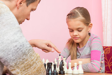 Image showing Pope explains daughter the basics of the game of chess