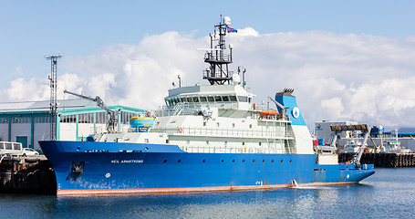 Image showing Reykjavik, Iceland - August 2, 2016;  Research vessel Neil Armst