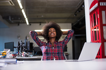 Image showing portrait of a young successful African-American woman in modern 