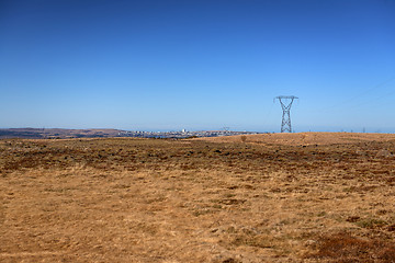 Image showing Large pylons near Reykjavik