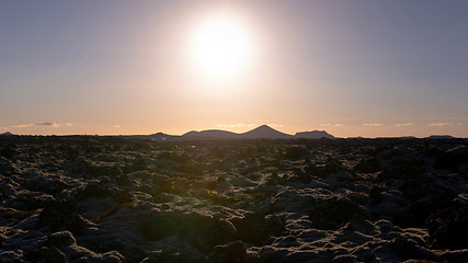 Image showing Iceland lava field at sunset