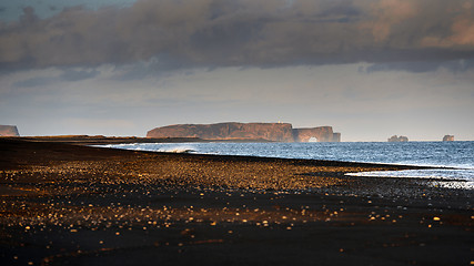 Image showing Coastline with black sand