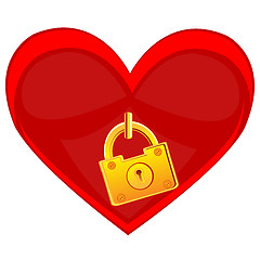 Image showing Heart locked on golden lock