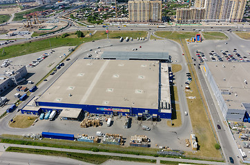 Image showing Road construction and Metro shopping center. Tyumen