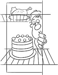 Image showing hungry man on diet drawing