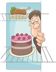 Image showing hungry man on diet cartoon