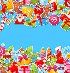 Image showing Merry Christmas Celebration Card with Traditional Elements